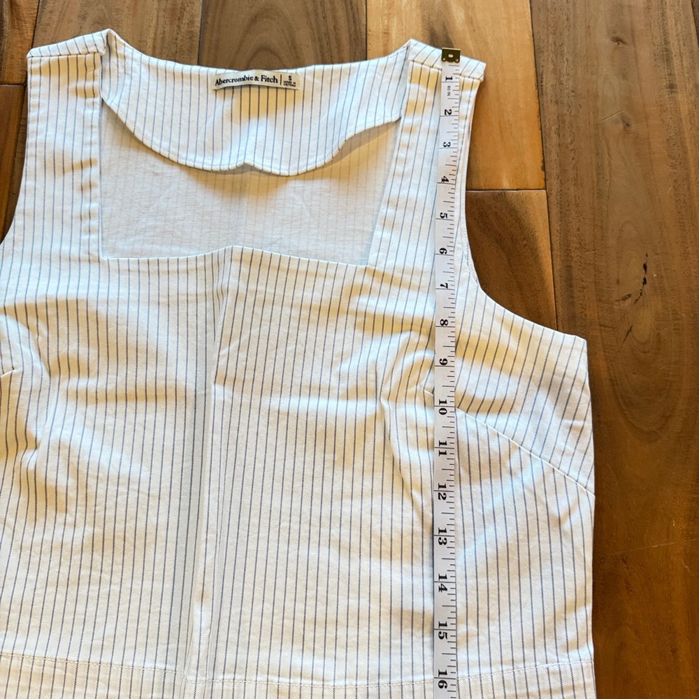 Abercrombie & Fitch White Crop Tank with Thin Blue Pinstripes - Picture 5 of 7